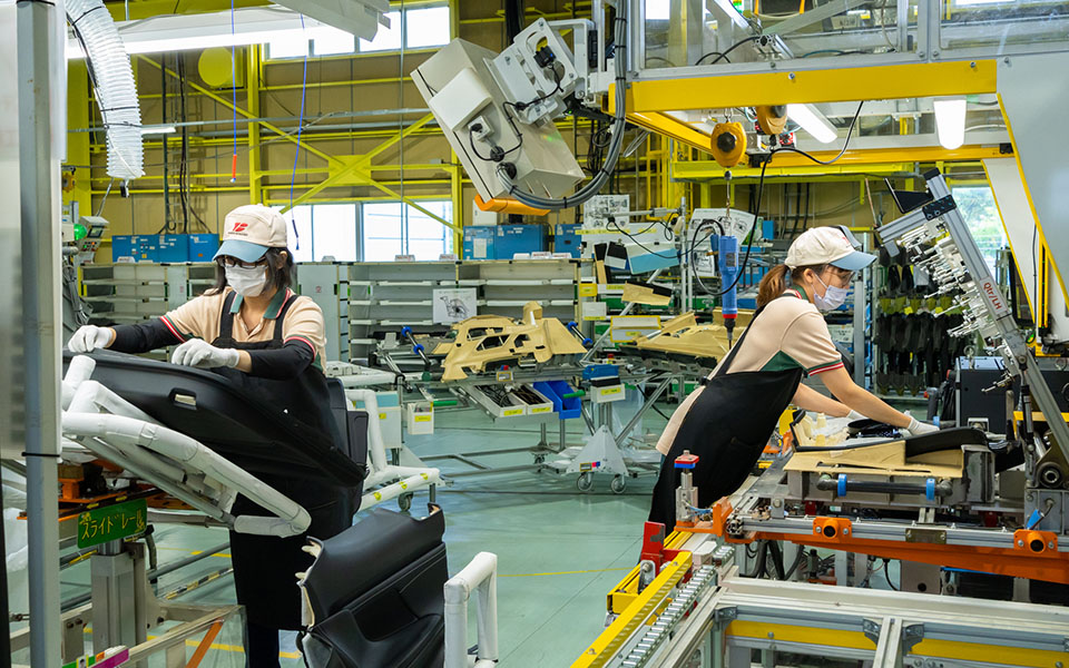 The Nanohana  Process, where the ceiling framework and machine frames within the plant—which can feel man-made—are painted in cheerful yellow